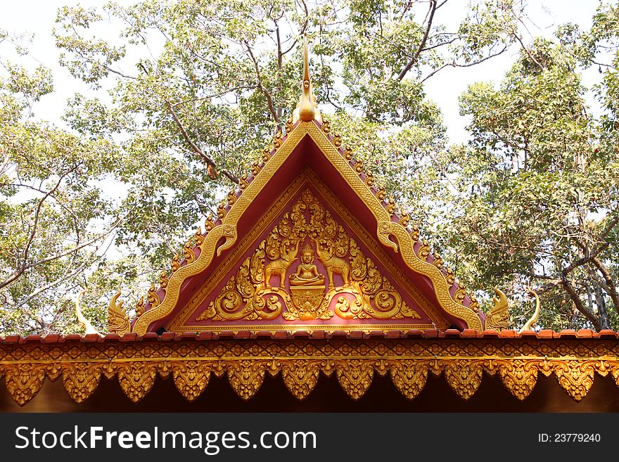 Beautiful pediment or gable of Buddhist temple. Beautiful pediment or gable of Buddhist temple