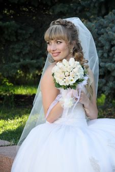 Bride With Wedding Bouquet. Royalty Free Stock Photos Bride With Wedding Bouquet. Royalty Free Stock Photos