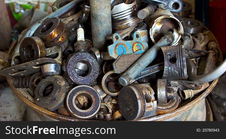 Disassembled Motorcycle.