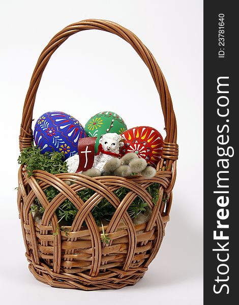 The Easter Basket with Eggs and Lamb