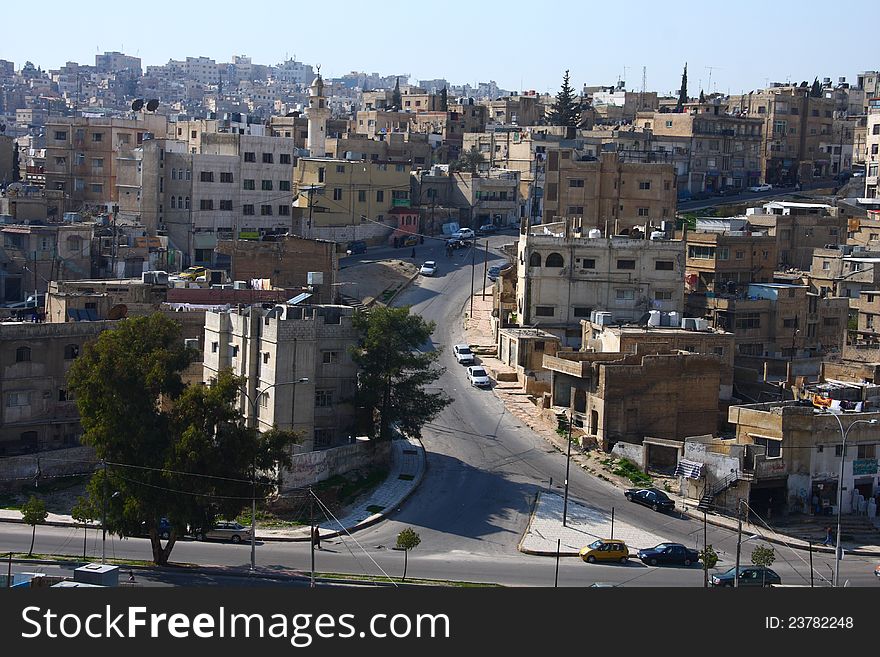 Some neighborhoods in the crowded old Amman, Jordan, Middle East,. Some neighborhoods in the crowded old Amman, Jordan, Middle East,
