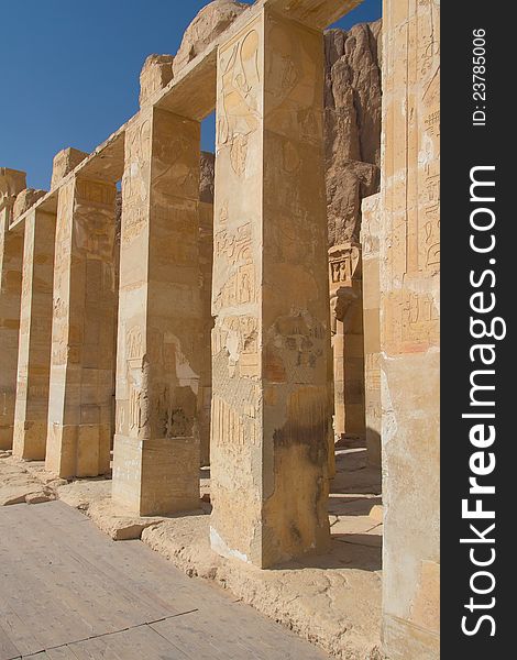 The chapel of the goddess Hathor in the Temple of Queen Hatshepsut (near the Valley of the Kings in Luxor, Egypt)