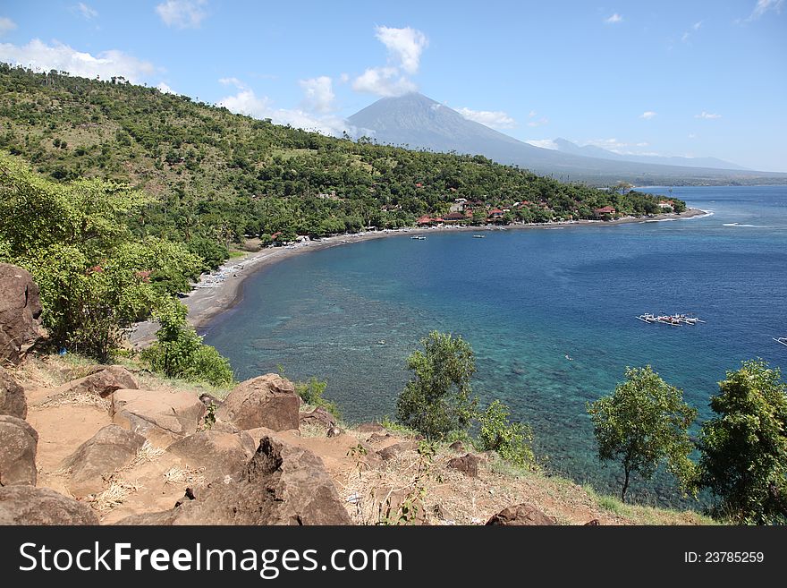 Bay in the village of Amed, Bali, Indonesia,