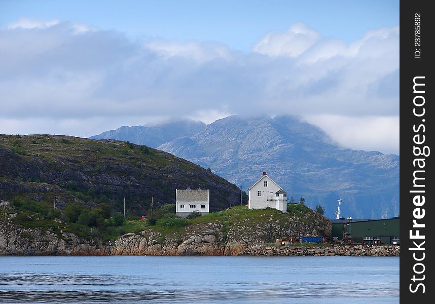 Two houses in gulf of BodÃ¸, Norway