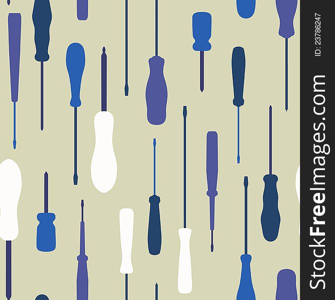 Seamless Screwdrivers Silhouettes Background.