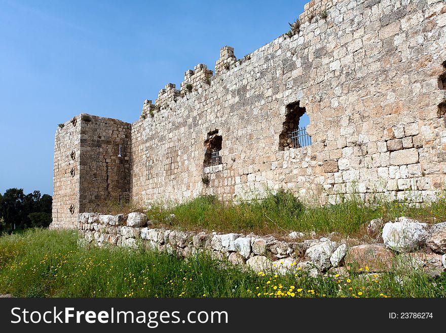 Old fortress wall in Israel