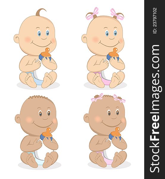 Babies Boy And Girl Mascot Set 1