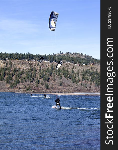 Wind surfer riding the wind, Hood river OR.