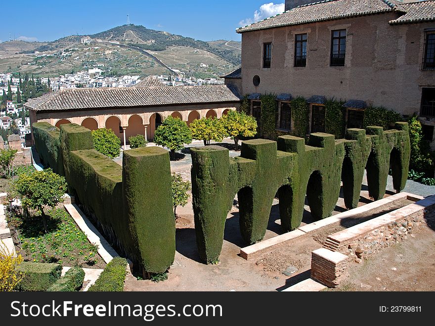 Patio de Machuca (Mexuar) at the Palace of Alhambra, Granada, Granada Province, Andalucia, Spain, Western Europe.