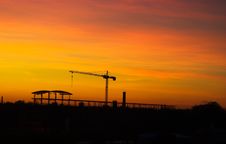 Tower Crane In Sunset Stock Photography