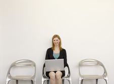 Businesswoman Sits With Laptop Stock Photos