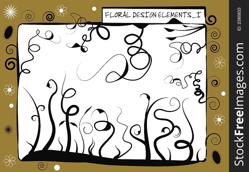 Collection of floral silhouettes, stems, swirls and flowers. Collection of floral silhouettes, stems, swirls and flowers