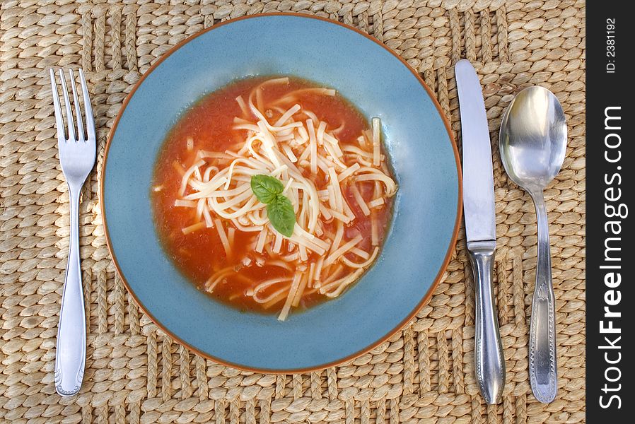 Closeup of Bowl of tomato Soup