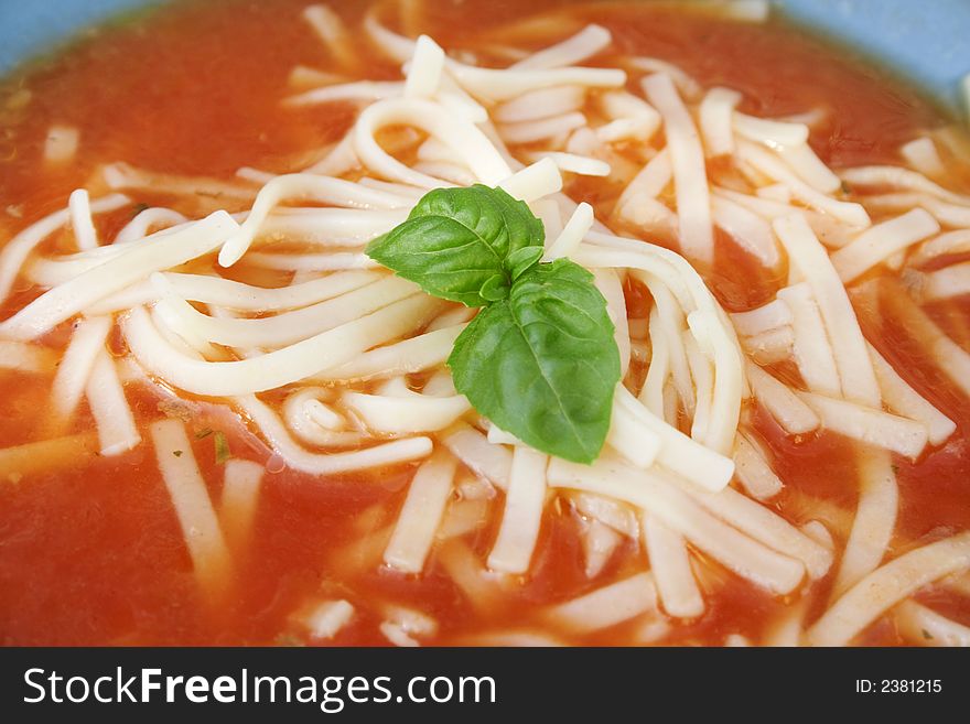 Closeup of Bowl of tomato Soup