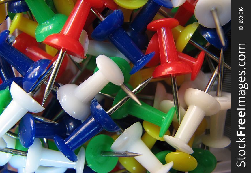 Assorted colored pins used for notes