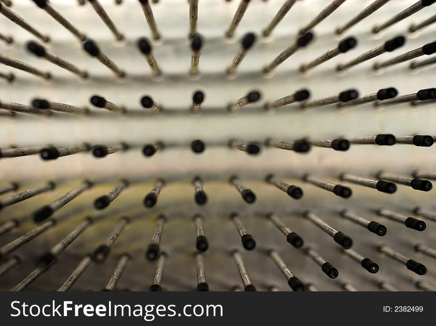 Pointed iron rods at the school science room