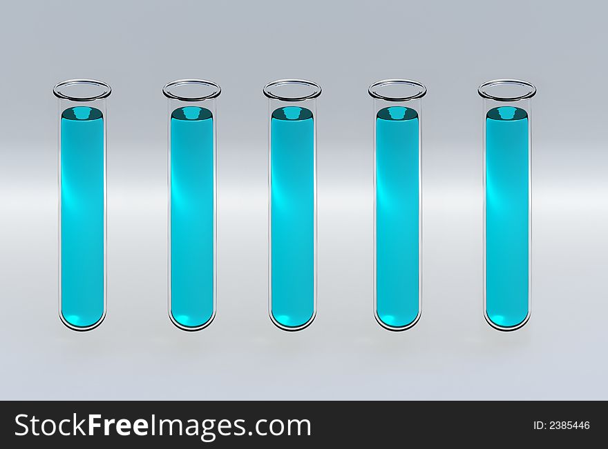 3D Render Test Tubes For Health Science