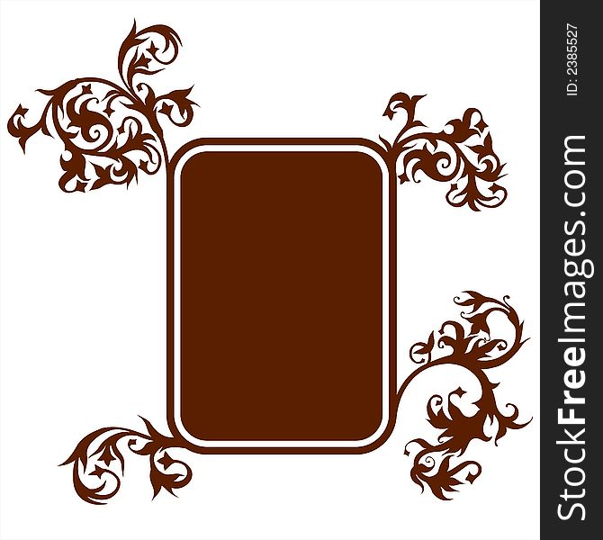 Calligraphy flowers ornament on brown vignette. Calligraphy flowers ornament on brown vignette