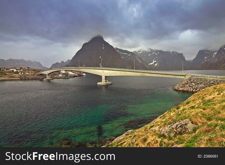 Bridge in Lofoten Islands, Norway
