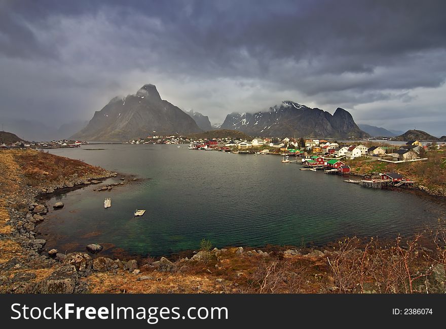 Norway - Lofoten, Reine town and mountain