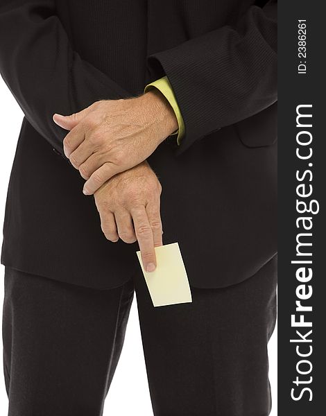 Businessman Holds A Note