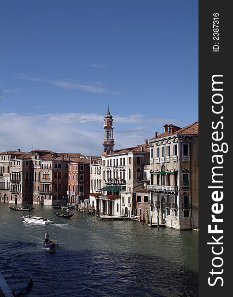 The Grand Canal in Venice on a sunny day. The Grand Canal in Venice on a sunny day