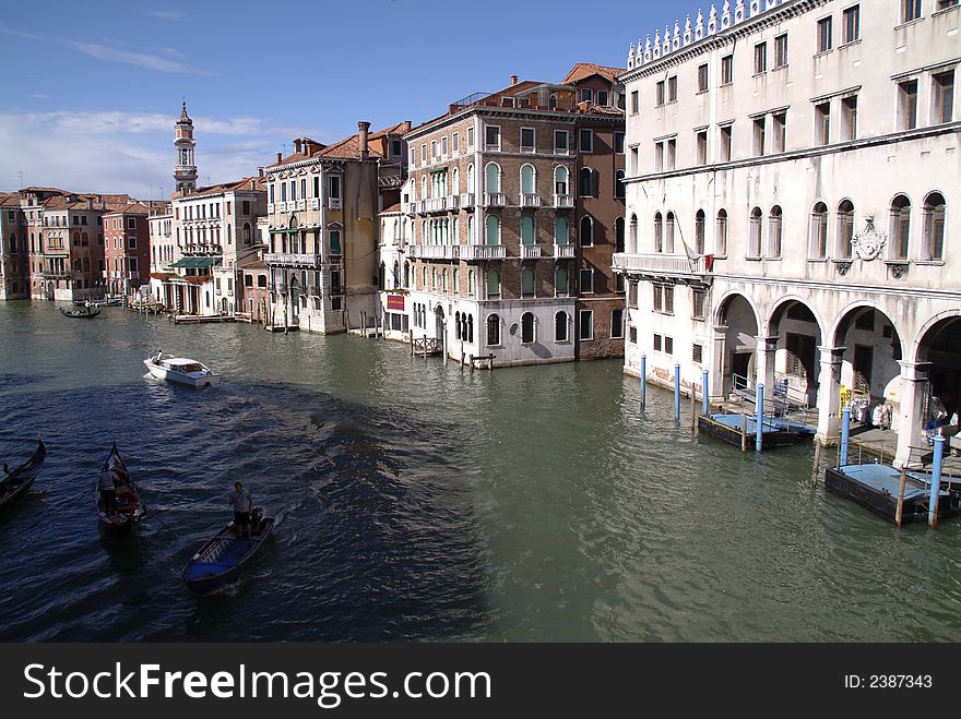 Bridgetop view of the grand canal venice