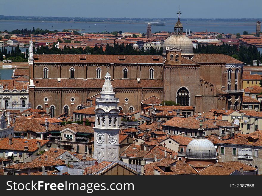 View of Venice from the bell tower. View of Venice from the bell tower