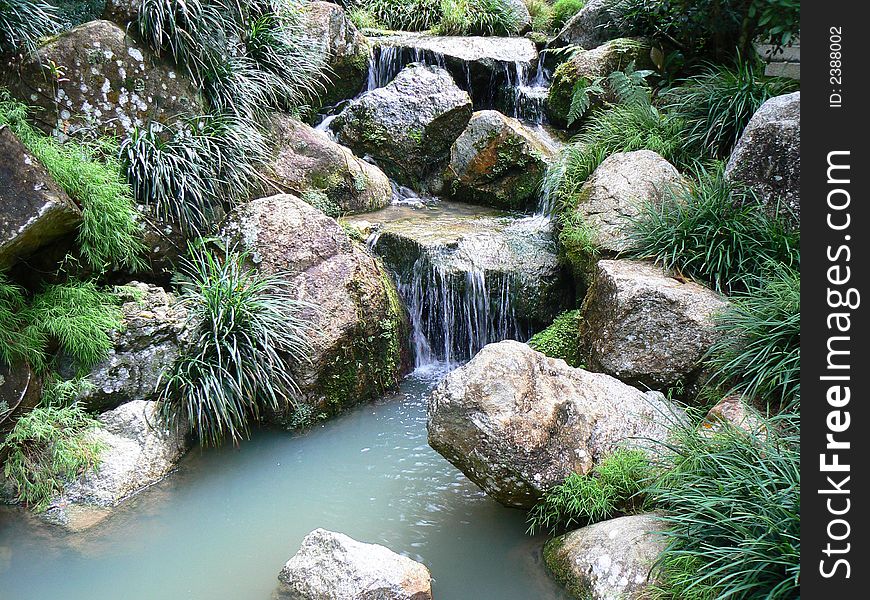 Garden waterfalls at Bukit Tinggi, Malaysia