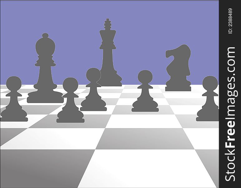 Chess game illustration with few black pieces