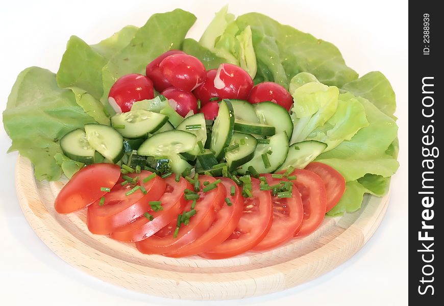 Composition of fresh vegetables - tomatos, lettuce, cucumber