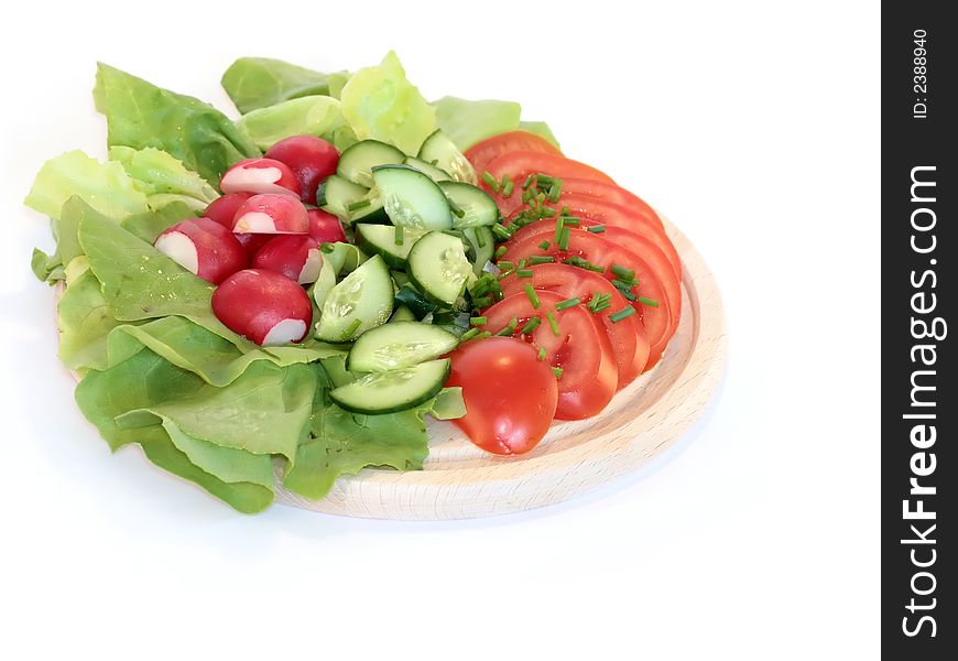Composition of fresh vegetables - tomatos, lettuce, cucumber
