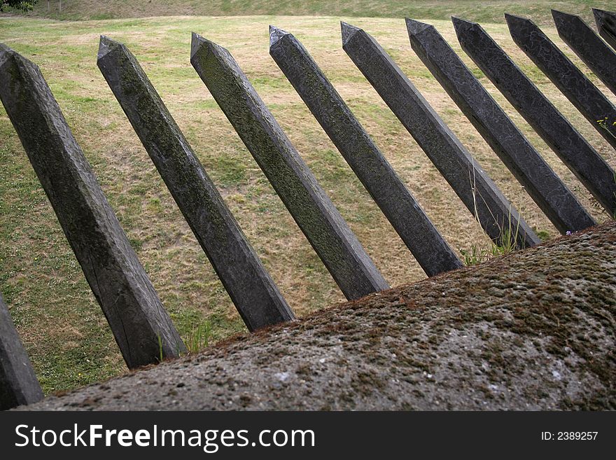 Dangerous-looking spiked defense at Upnor Castle in Kent. Dangerous-looking spiked defense at Upnor Castle in Kent