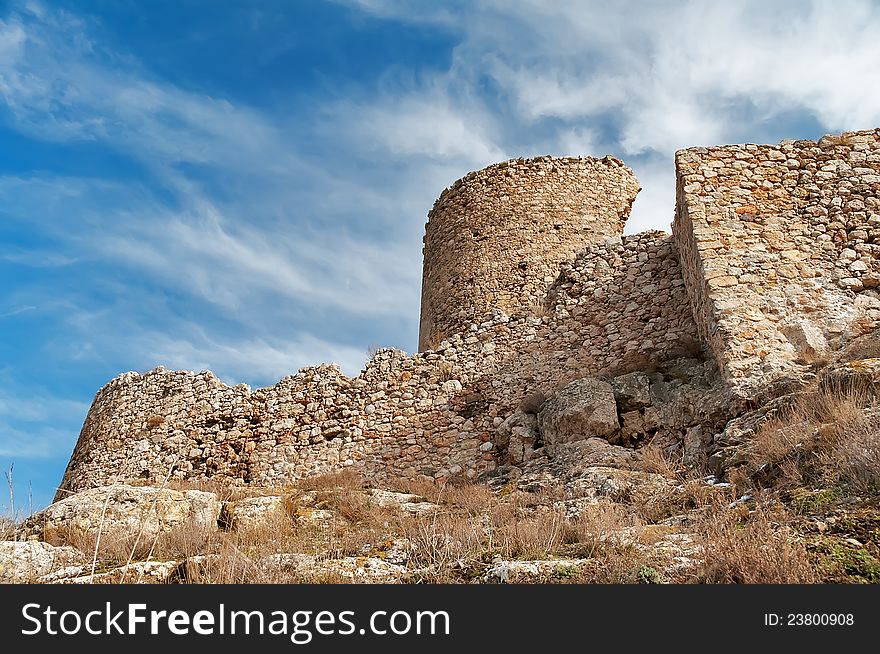 The ruins of a medieval fortress in the bay of Balaklava in the Crimea, Ukraine