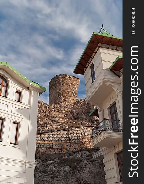 The ruins of a medieval fortress in the bay of Balaklava in the Crimea, Ukraine