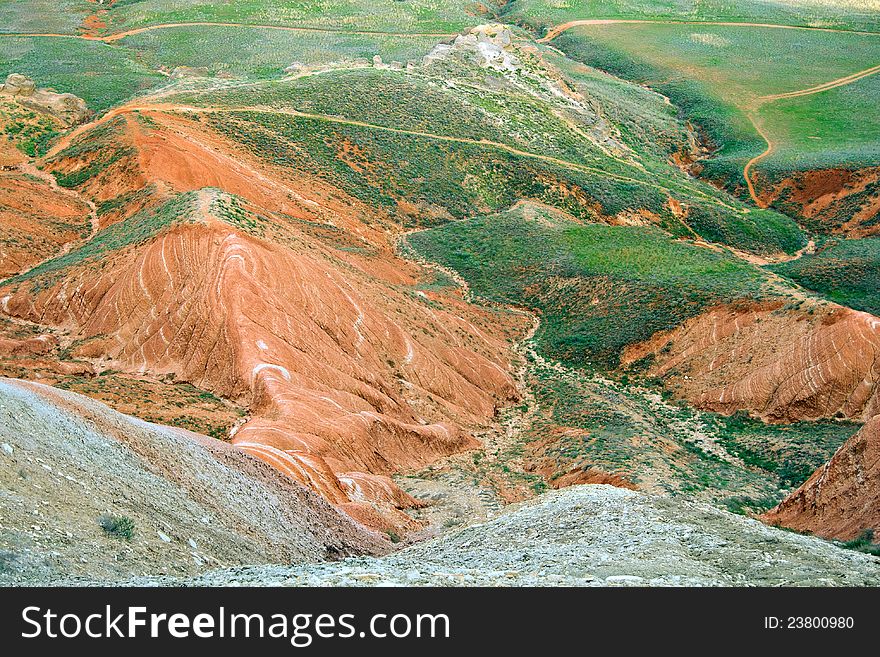 View from Big Bogdo mountain, border of Russia and Kazakhstan