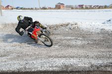 Motocross Rider Performs A Turn With The Skid Stock Photo Motocross Rider Performs A Turn With The Skid Stock Photo