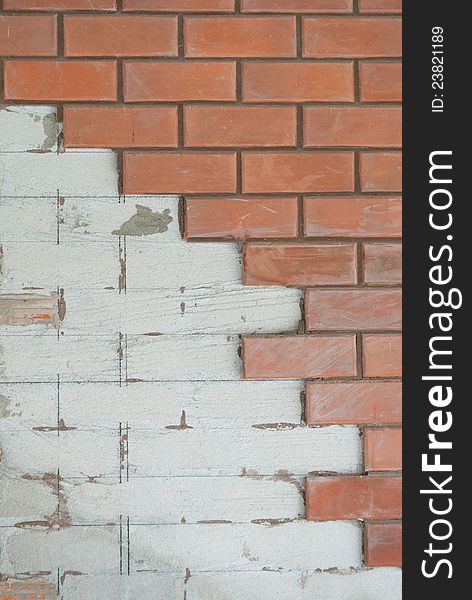 Red brick unfinished wall background. Red brick unfinished wall background