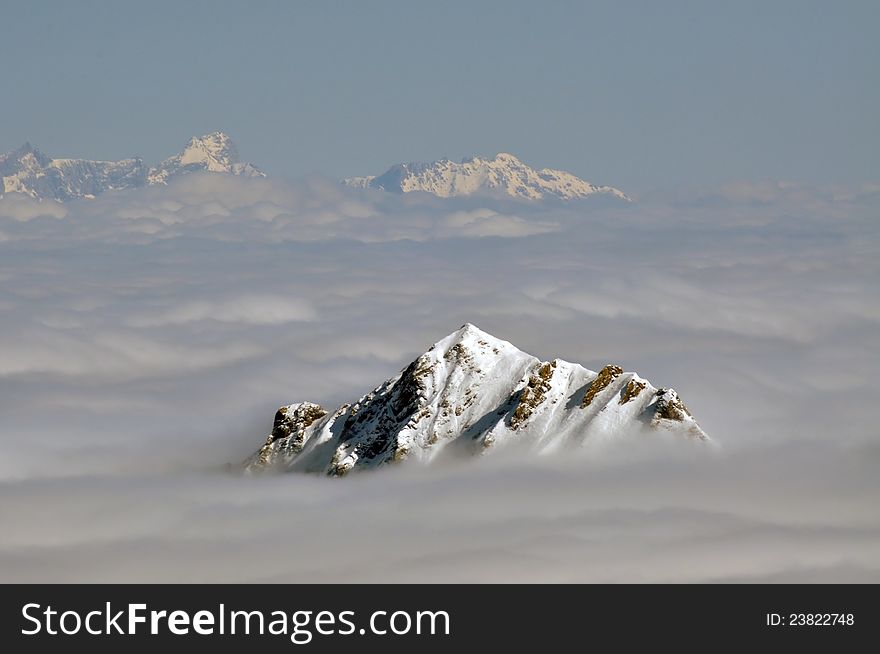 Beautiful winter view from Kitzsteinhorn peak ski resort, Austria. Beautiful winter view from Kitzsteinhorn peak ski resort, Austria