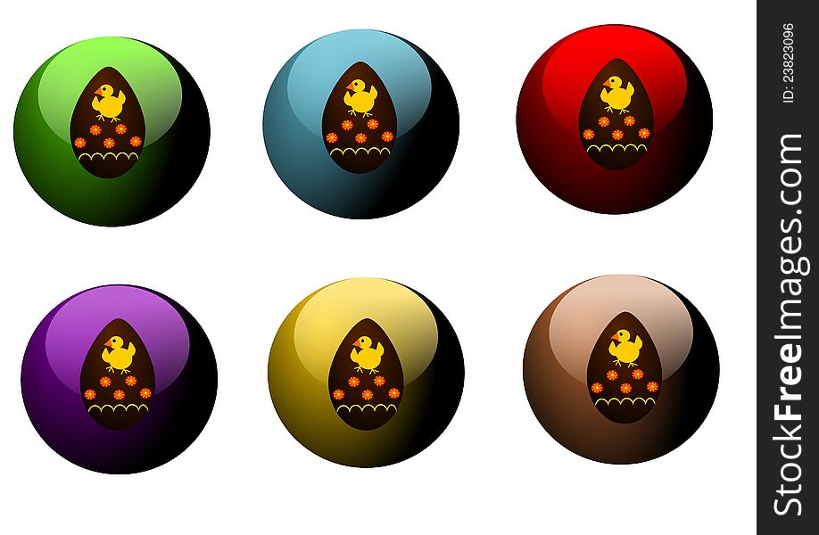 Set of buttons with easter eggs