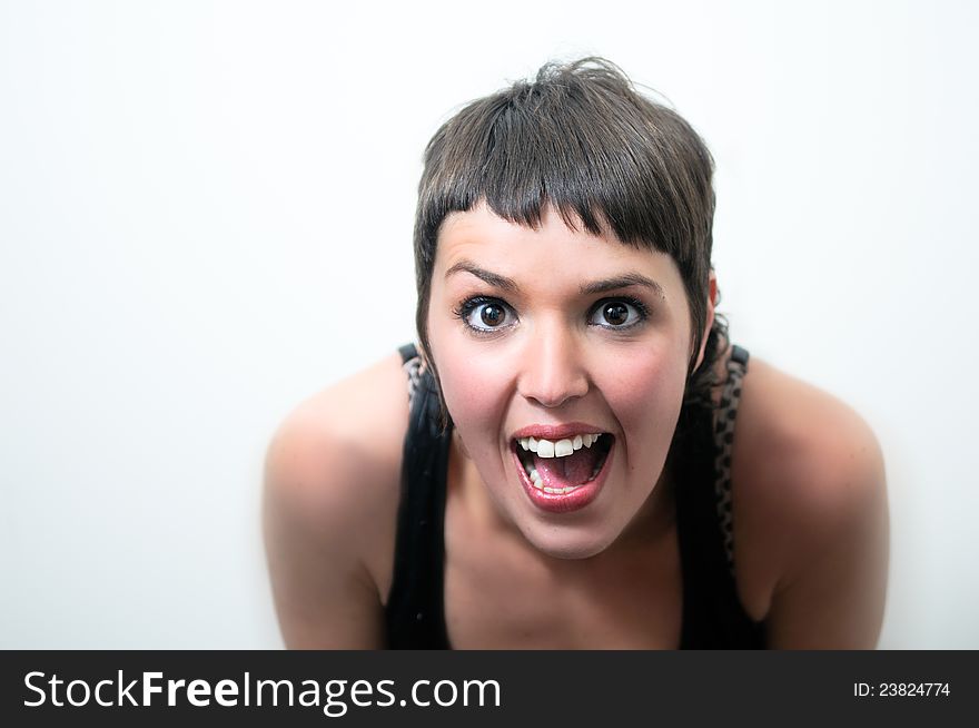 Beautiful Woman With Mouth Open