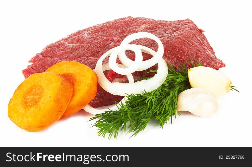 Raw meat isolated on a white