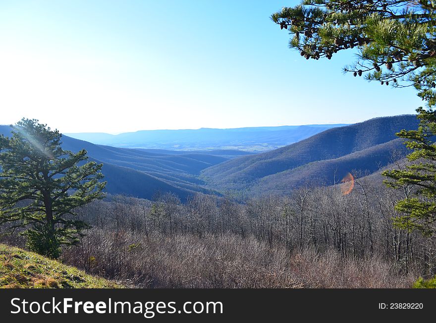 View from Shenandoah Skydrive, Virginia. Valley view from on top of the mountains. View from Shenandoah Skydrive, Virginia. Valley view from on top of the mountains.