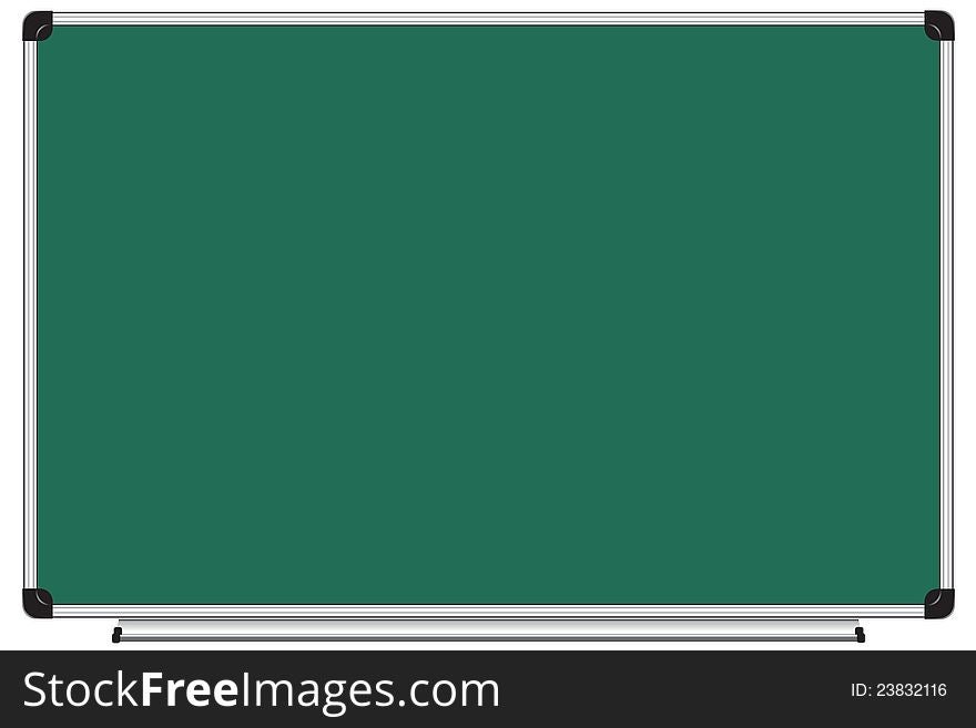 A blank blackboard with dark green surface. A blank blackboard with dark green surface