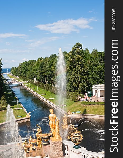 Grand cascade in Pertergof,  Russia