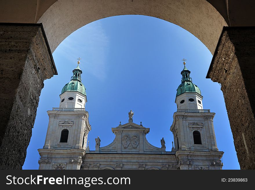 The Baroque Dome Cathedral Of Salzburg, Austria