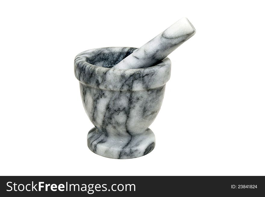 Stone mortar for grinding on a white background