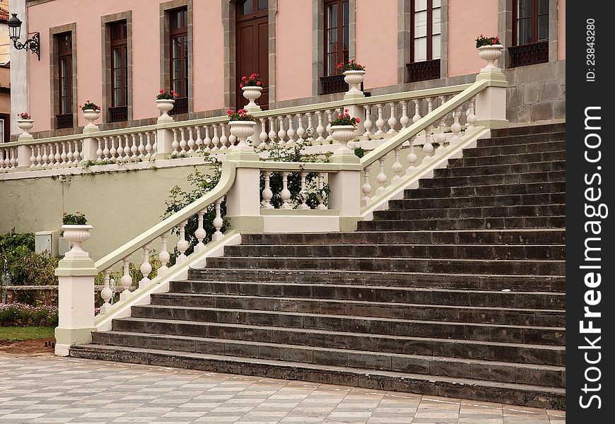 Classic vase on balustrade