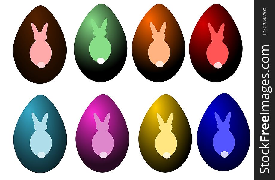 A set of easter egg with bunnies
