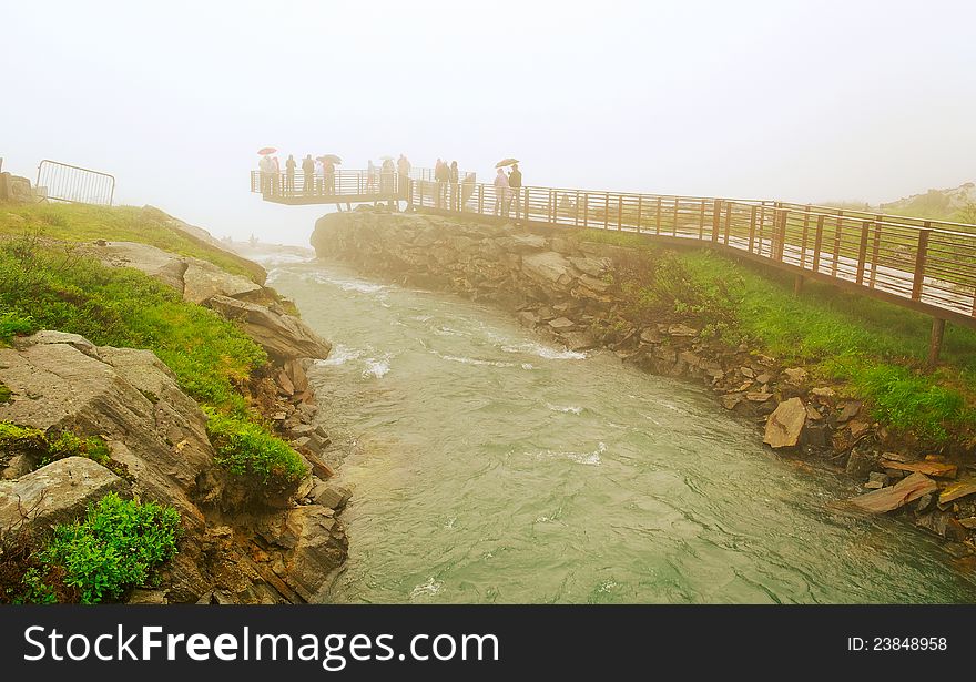 On  sightseeng top in a rainy day, Norway. On  sightseeng top in a rainy day, Norway.